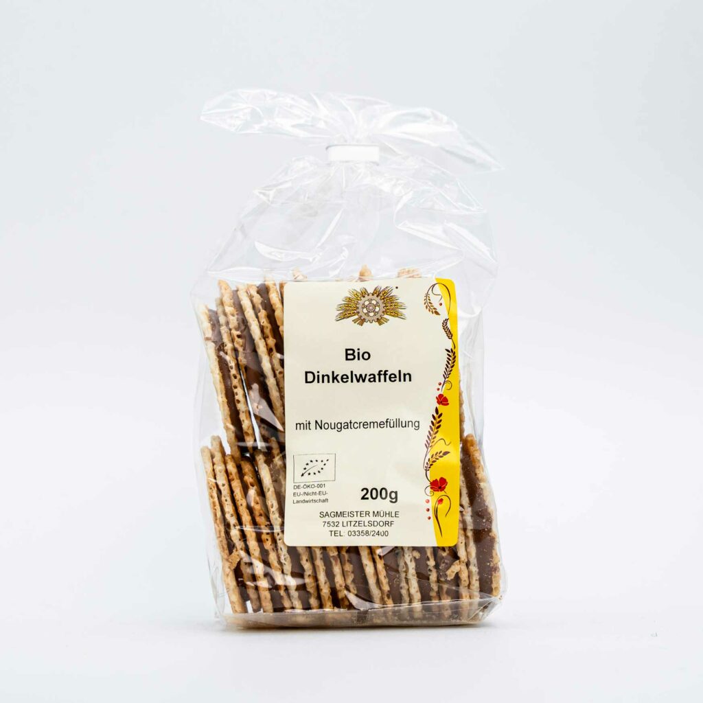 Bio Dinkelwaffeln mit Nougatcremefüllung 200g